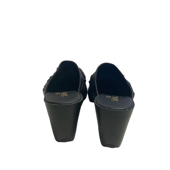 SIBICCA Of California Women’s Wooden Heel Studded Braided Black Clogs Size 8 - Picture 1 of 12
